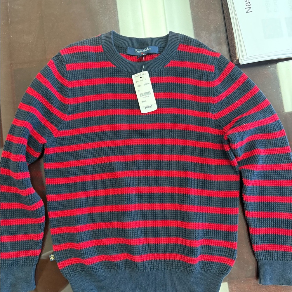 Brooks Brothers Striped Red and Navy Sweater